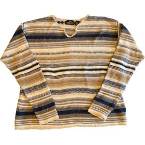 Vintage Structure Striped Knit Sweater Mens Medium Ramie Cotton 90s Grunge